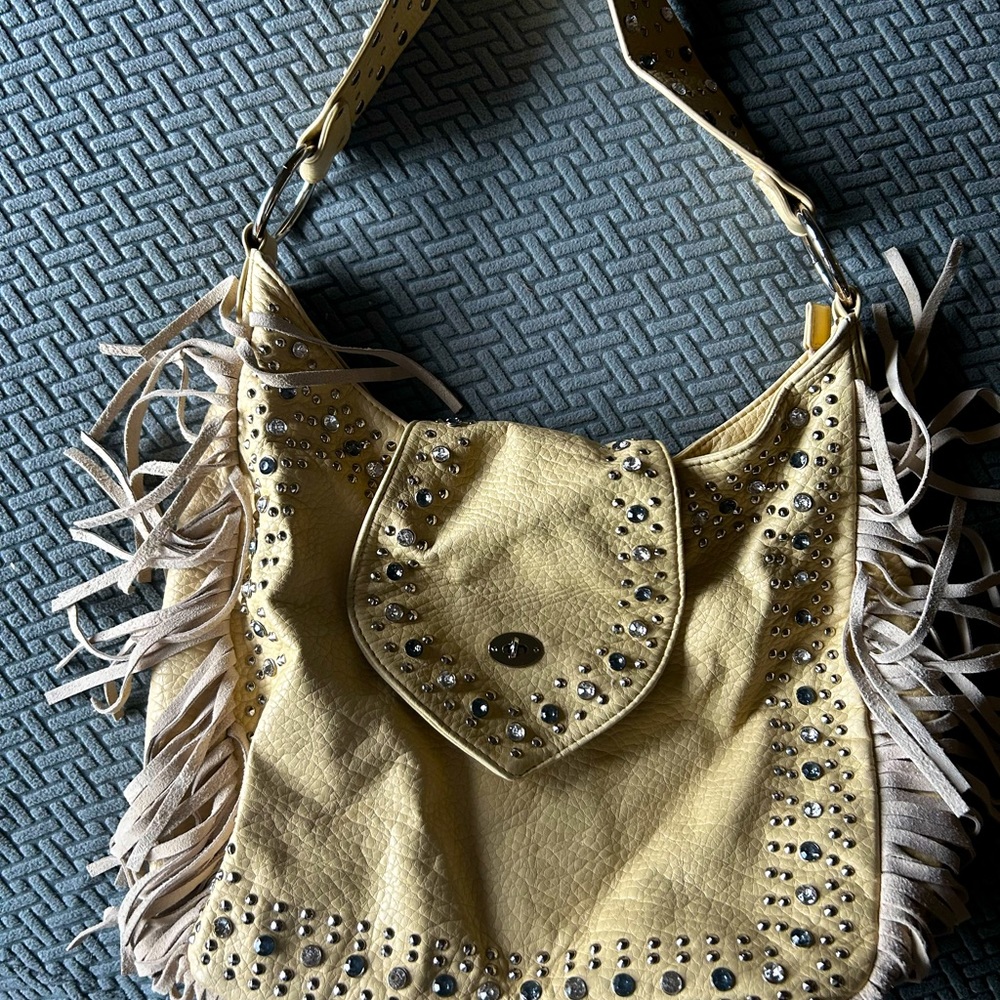 Studded - fringed Boho shoulder bag